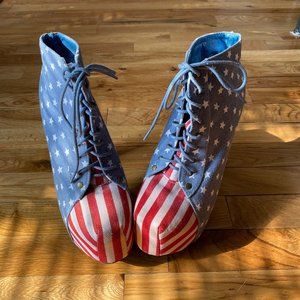 Urban OG American Flag Lace Up Platform Bootie